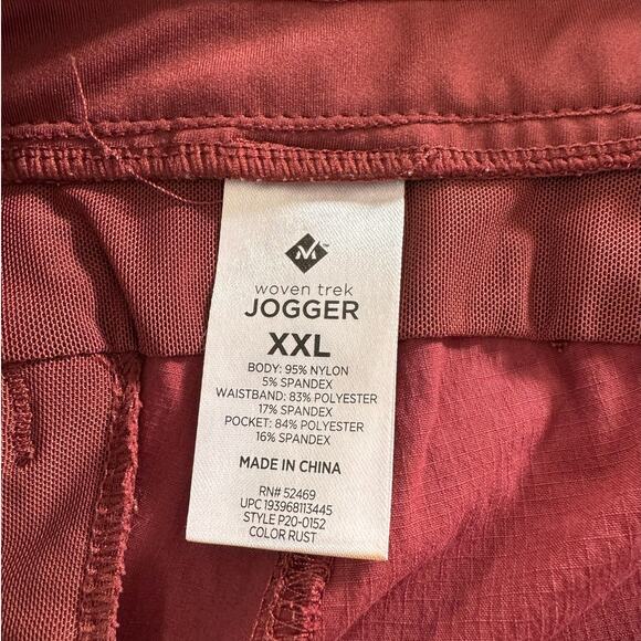 Member's Mark Rust Red Woven Trek Jogger Stretch Pants w/Pockets XXL - Picture 3 of 9